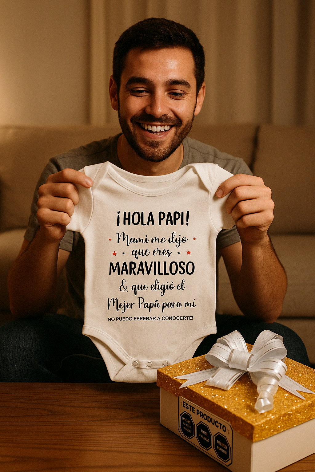 Hola papi! Mami me dijo que eres maravilloso (negro con estrellas)