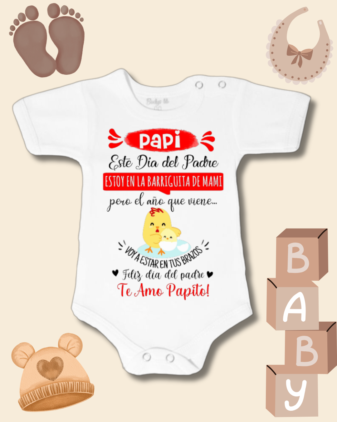 Papi este día del padre, estoy en la barriguita de mami, pero el año que viene voy a estar en tus brazos🐣🐥