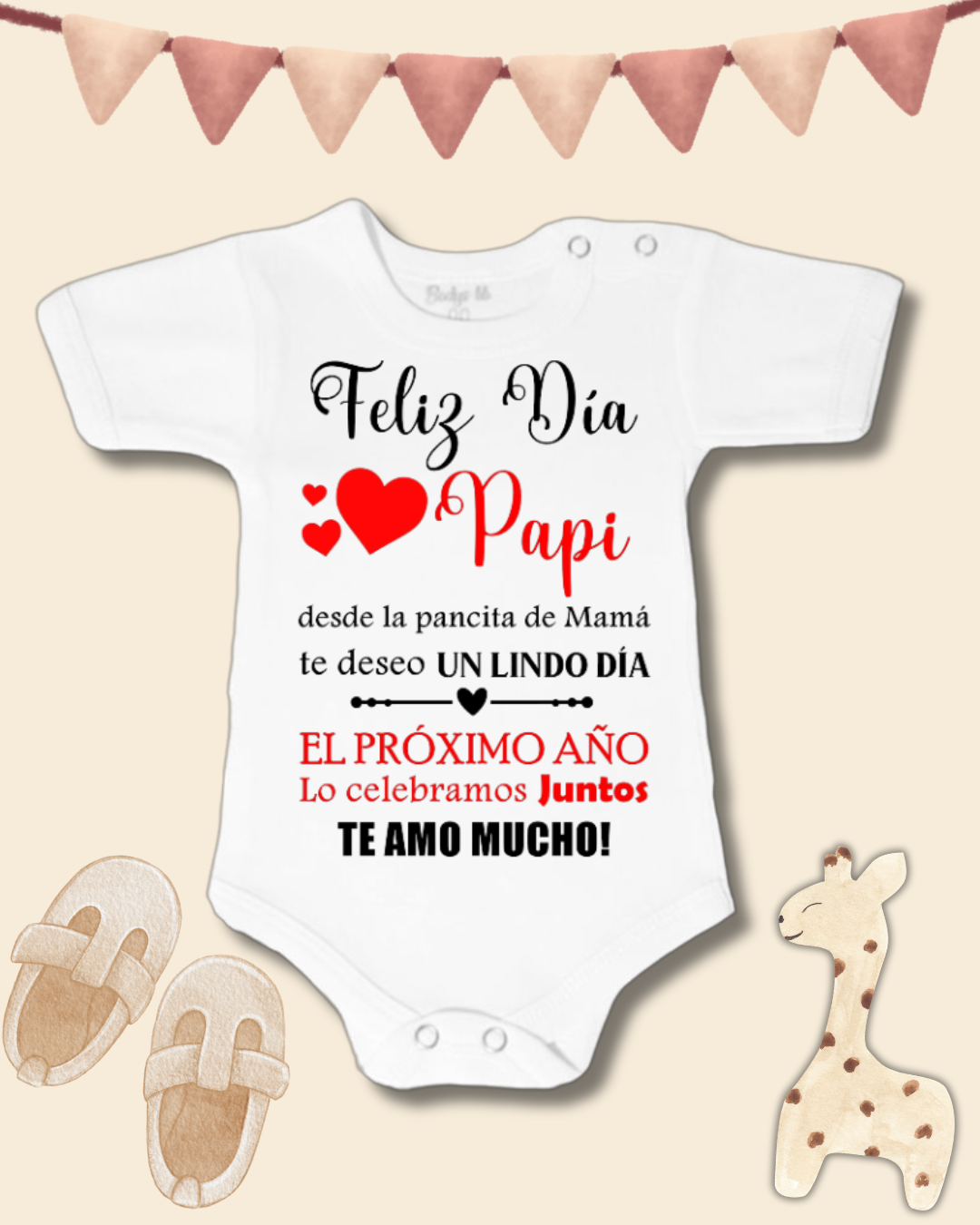 Feliz día papi, desde la pancita de mamá te deseo un lindo día, el próximo año lo celebramos juntos te amo mucho ❤️ (negro y rojo)