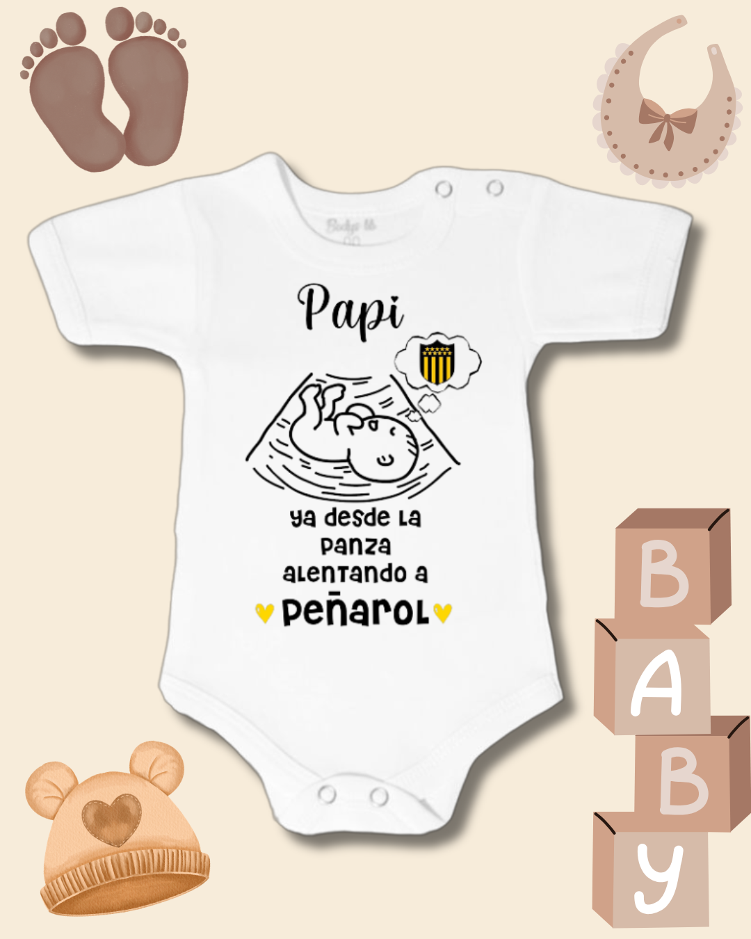 Papi ya desde la panza alentando a Peñarol 💛🖤