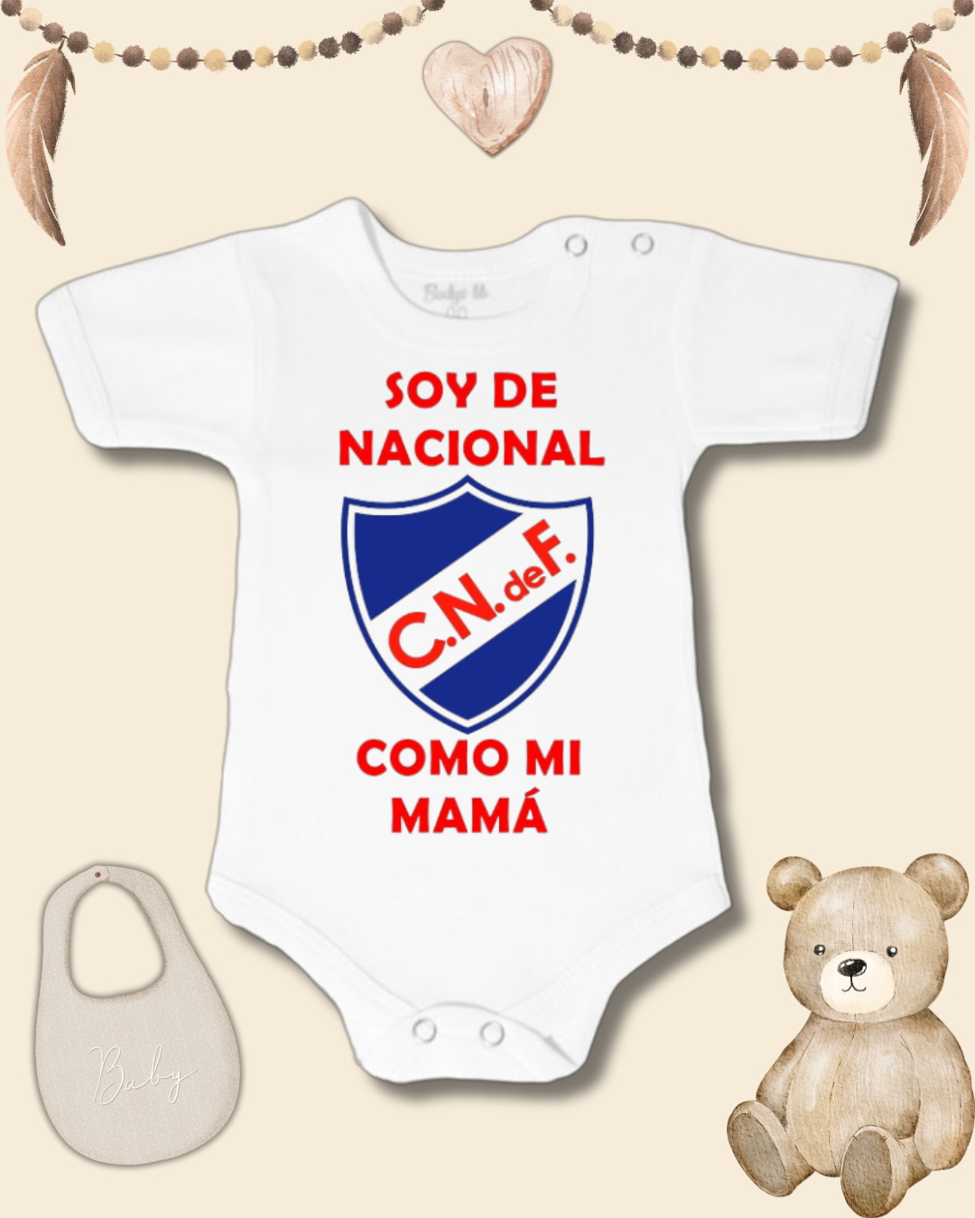 Soy del Nacional como mi Mamá❤️💙🤍 (letra imprenta roja)