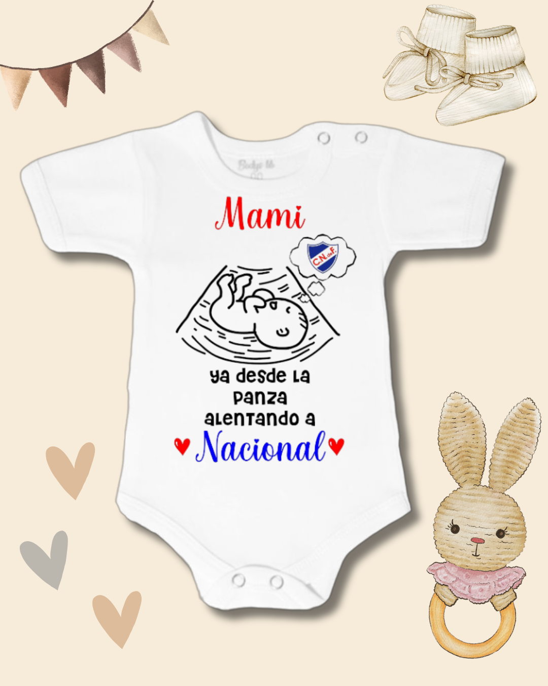 Mami ya desde la panza alentando a Nacional❤️💙🤍