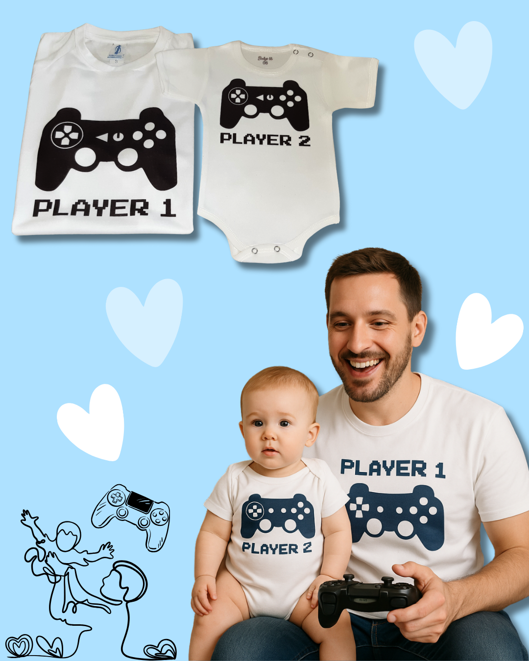 Box madera Para Papá 💙 remera blanca y body