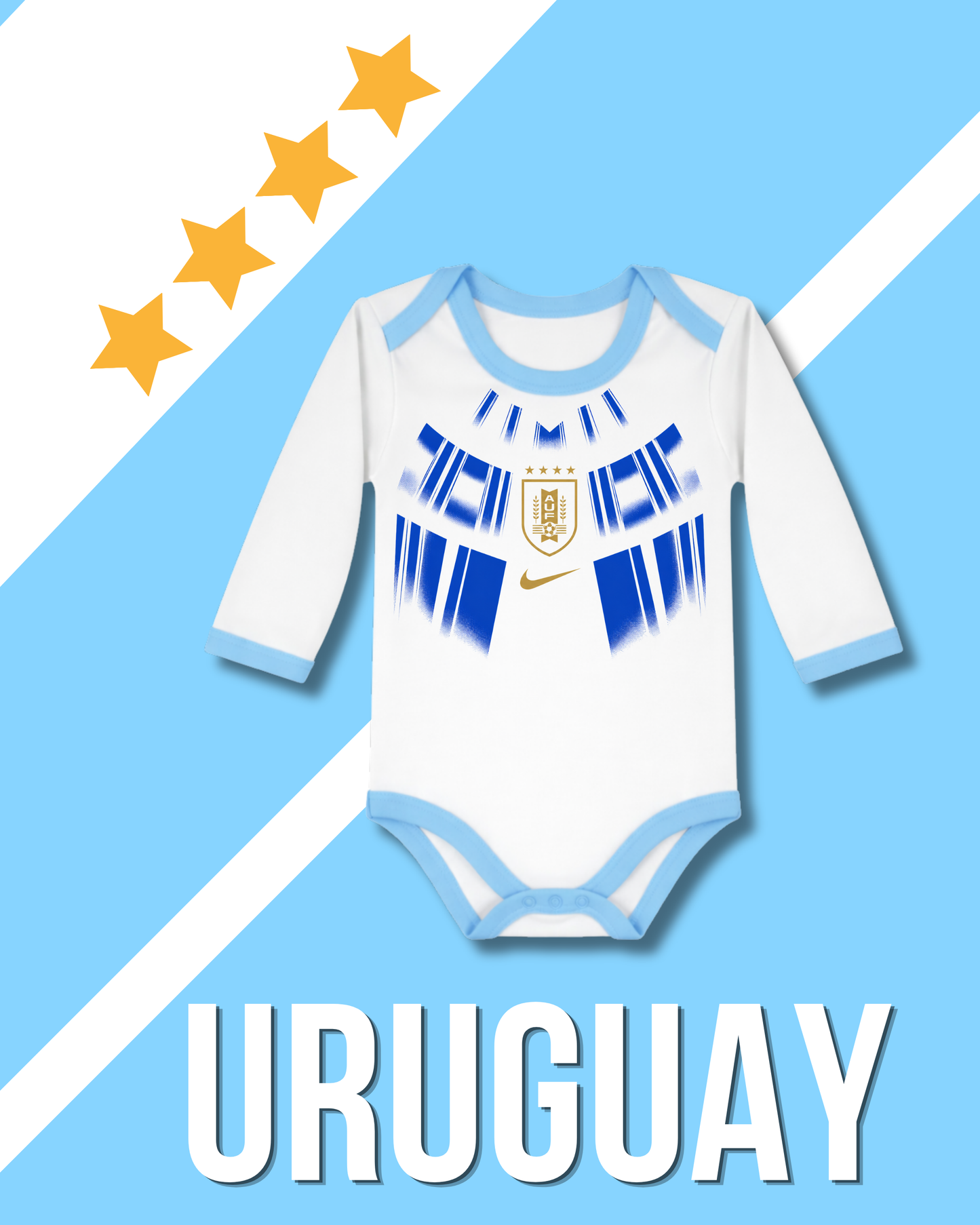 Body borde celeste Uruguay (estilo camiseta alternativa) 🇺🇾🩵