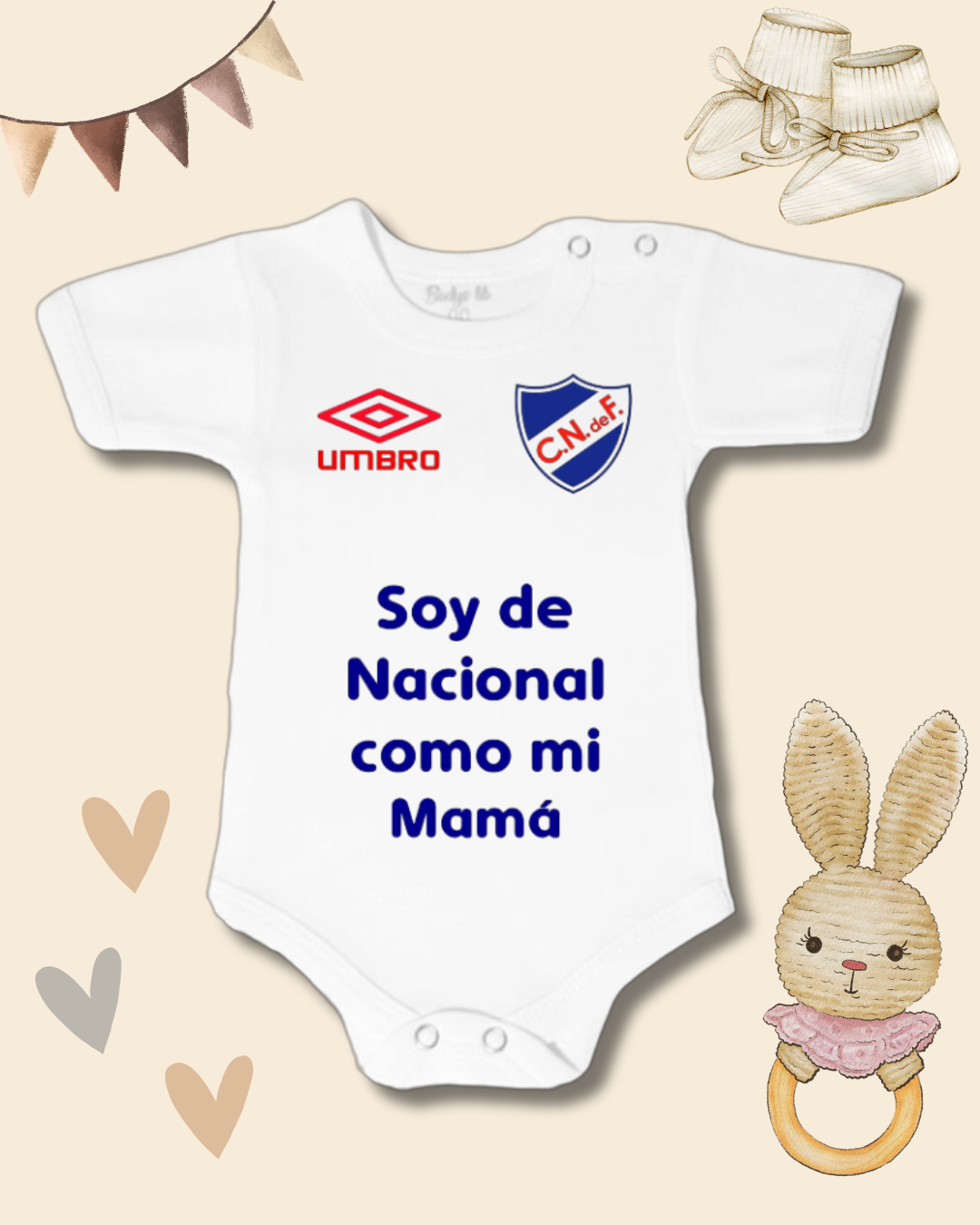 Soy de Nacional como mi Mamá ❤️💙🤍 (letra imprenta azul)