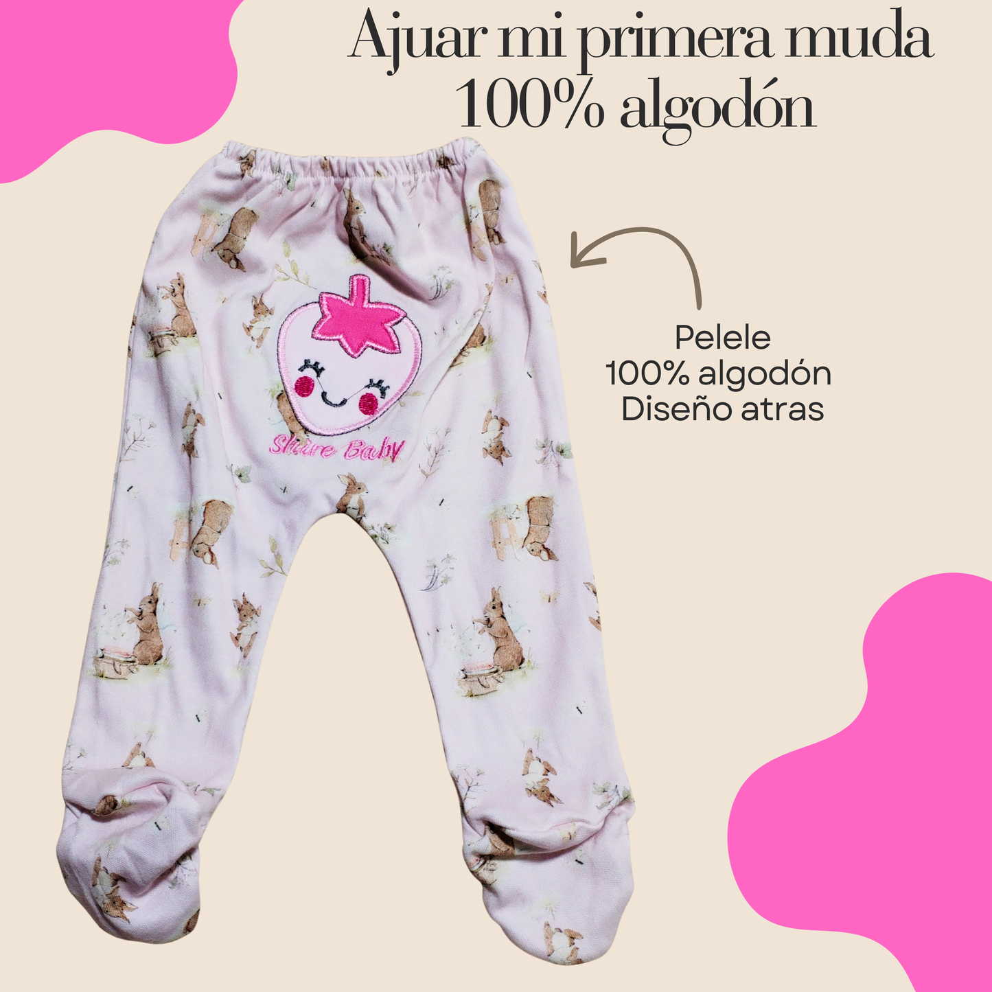 Conjunto Primera Muda 100% algodón 🩷 (conejita🐰🍓 )