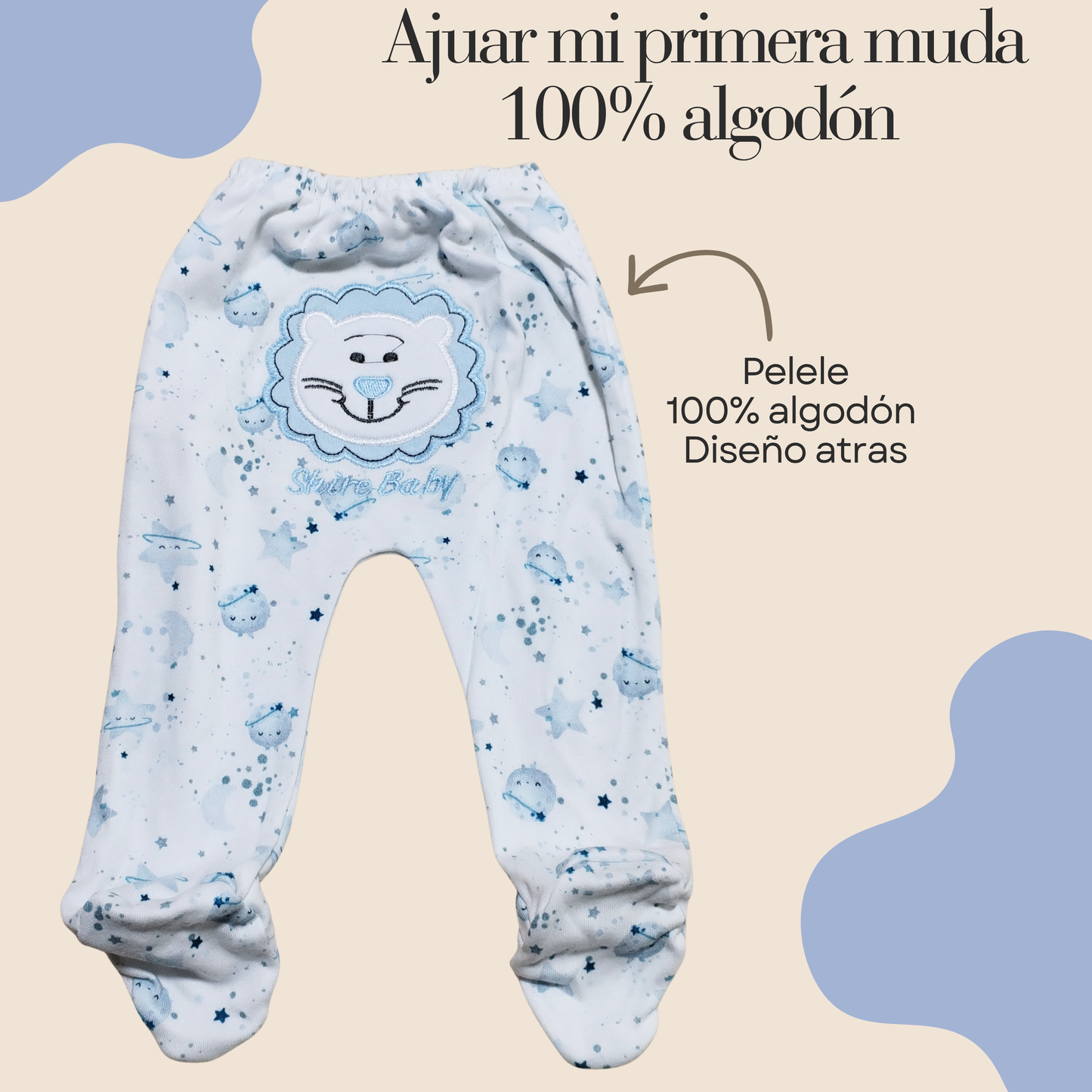 Conjunto Primera Muda 100% algodón 🩵 (León🦁)