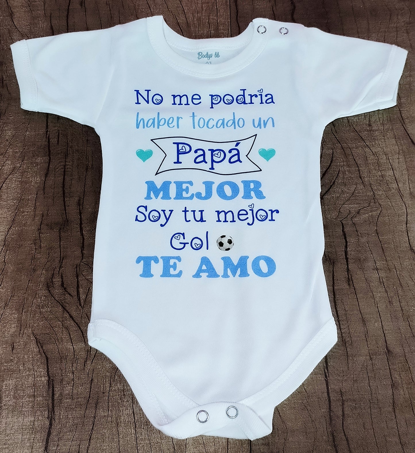 No me podría haber tocado un papá mejor soy tu mejor gol te amo (azul y celeste) talle 3 manga corta