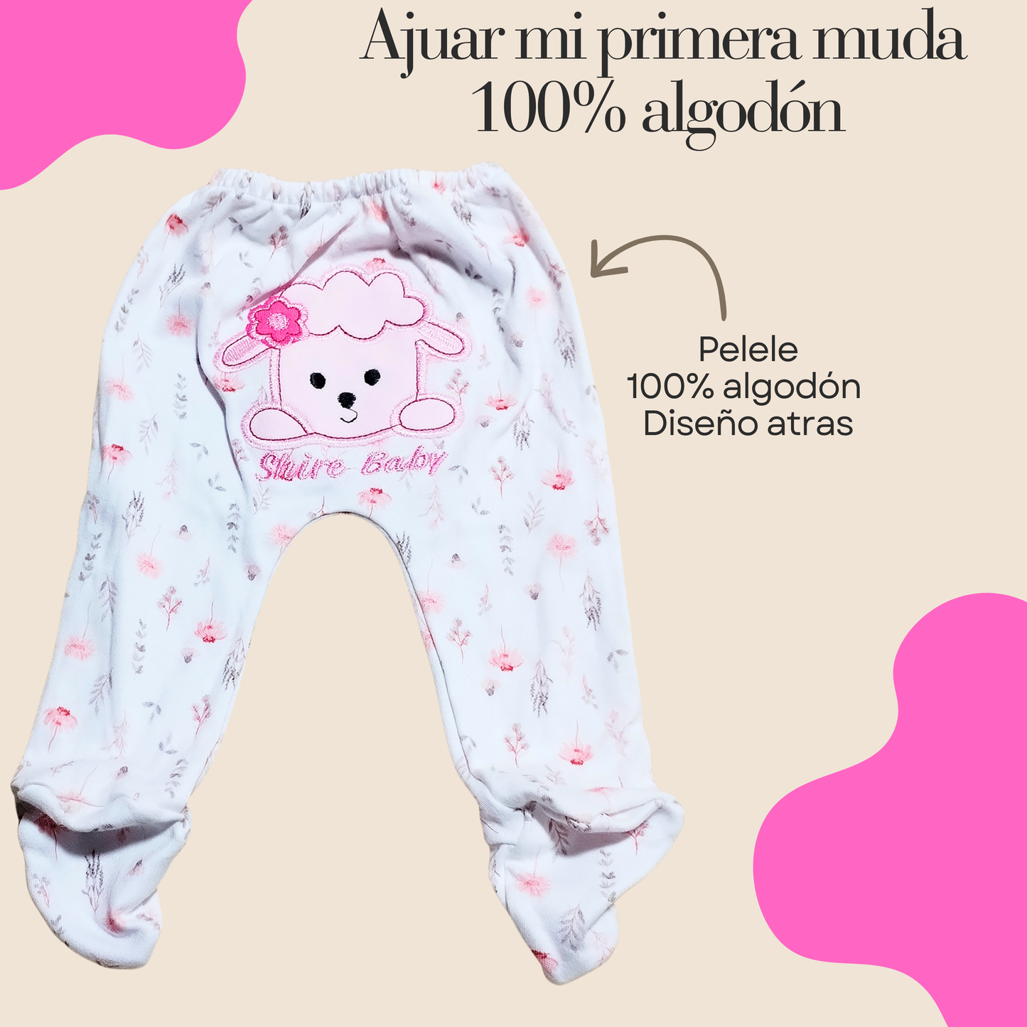 Conjunto Primera Muda 100% algodón 🩷 (ovejita🐑)