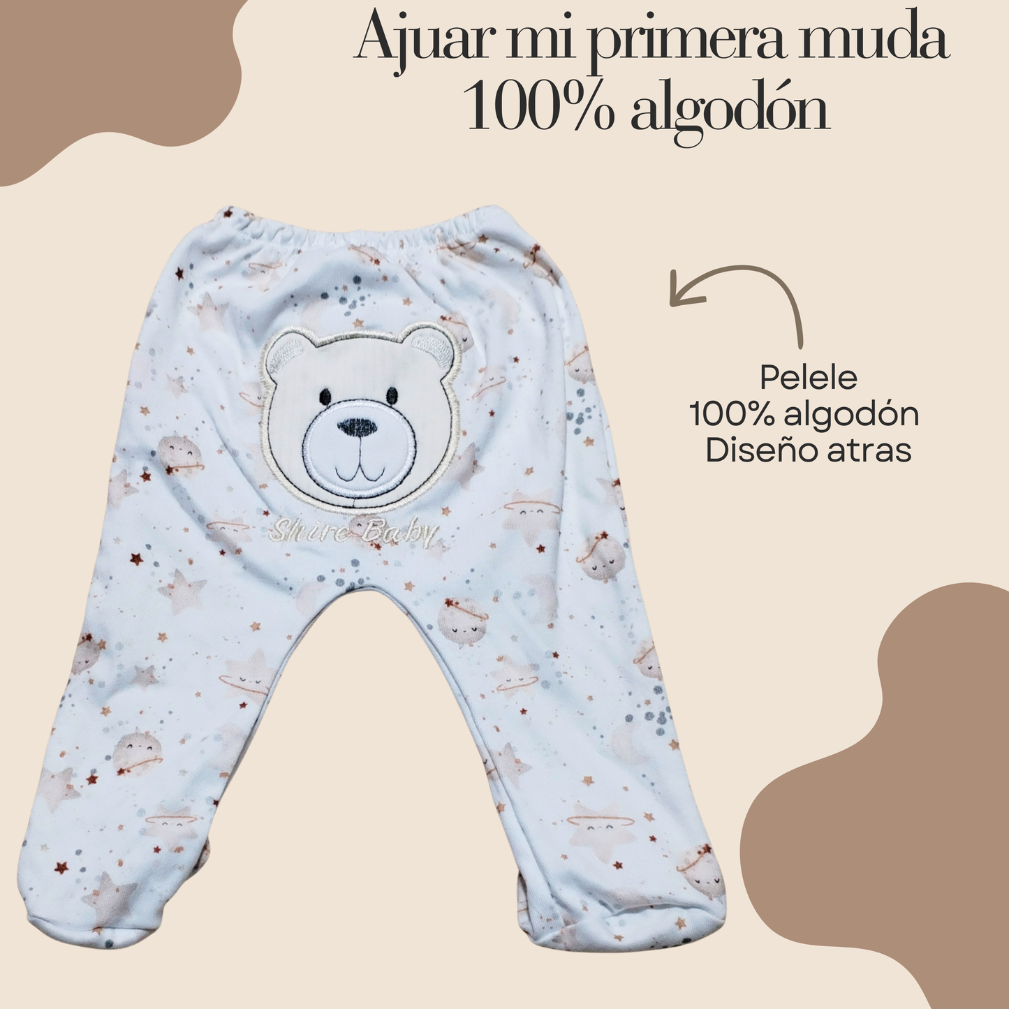 Conjunto Primera Muda 100% algodón 🤎 (osito beig🐻)