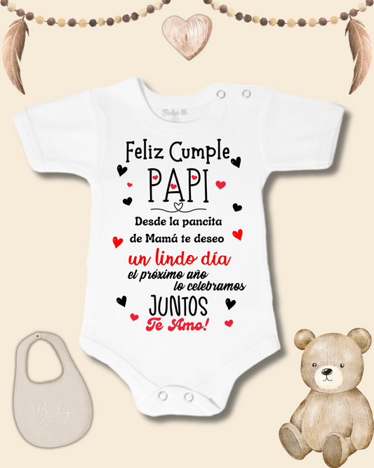 Feliz cumple Papi desde la pancita de mamá te deseo un lindo dia❤️🎂🎁 (Rojo)
