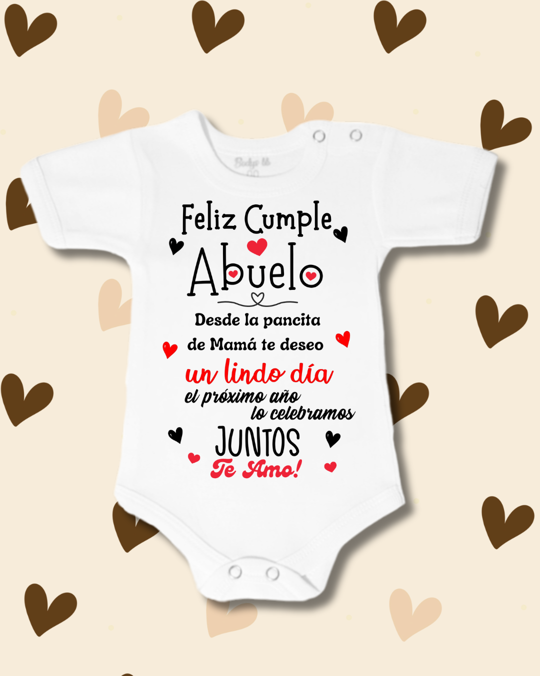 Feliz cumple Abuelo desde la pancita de mamá te deseo un lindo dia❤️🎂🎁 (Rojo)