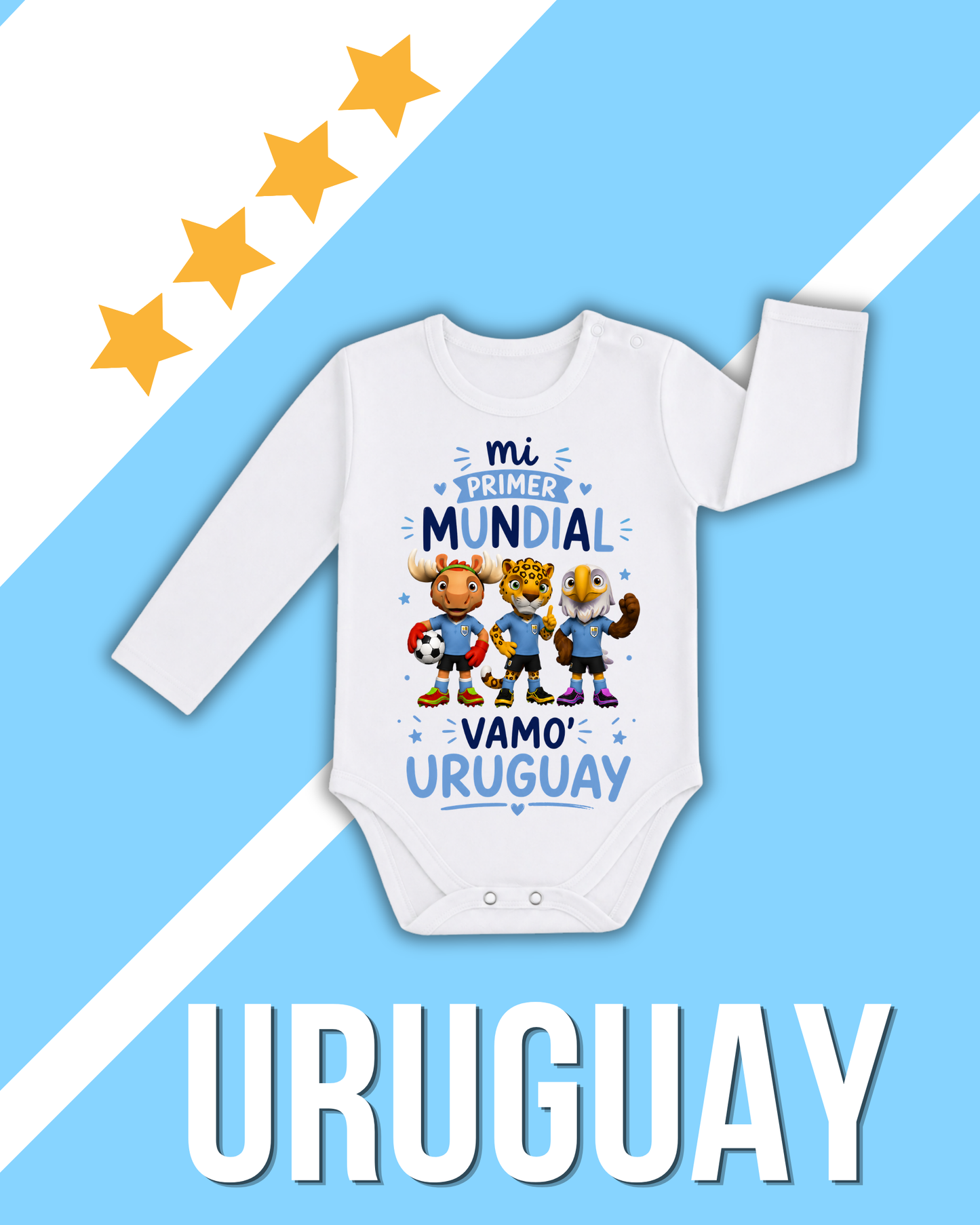 Body blanco mi primer mundial vamo' Uruguay 🇺🇾🩵 (mascotas)