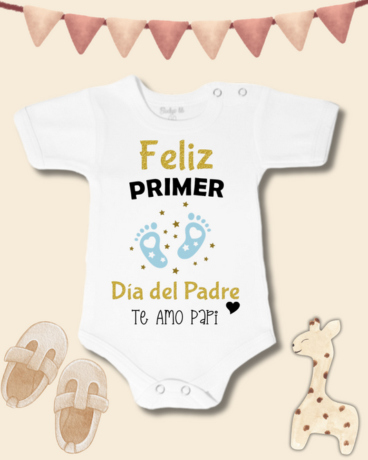 Feliz primer día del Padre te amo papi (dorado negro y celeste) 🖤