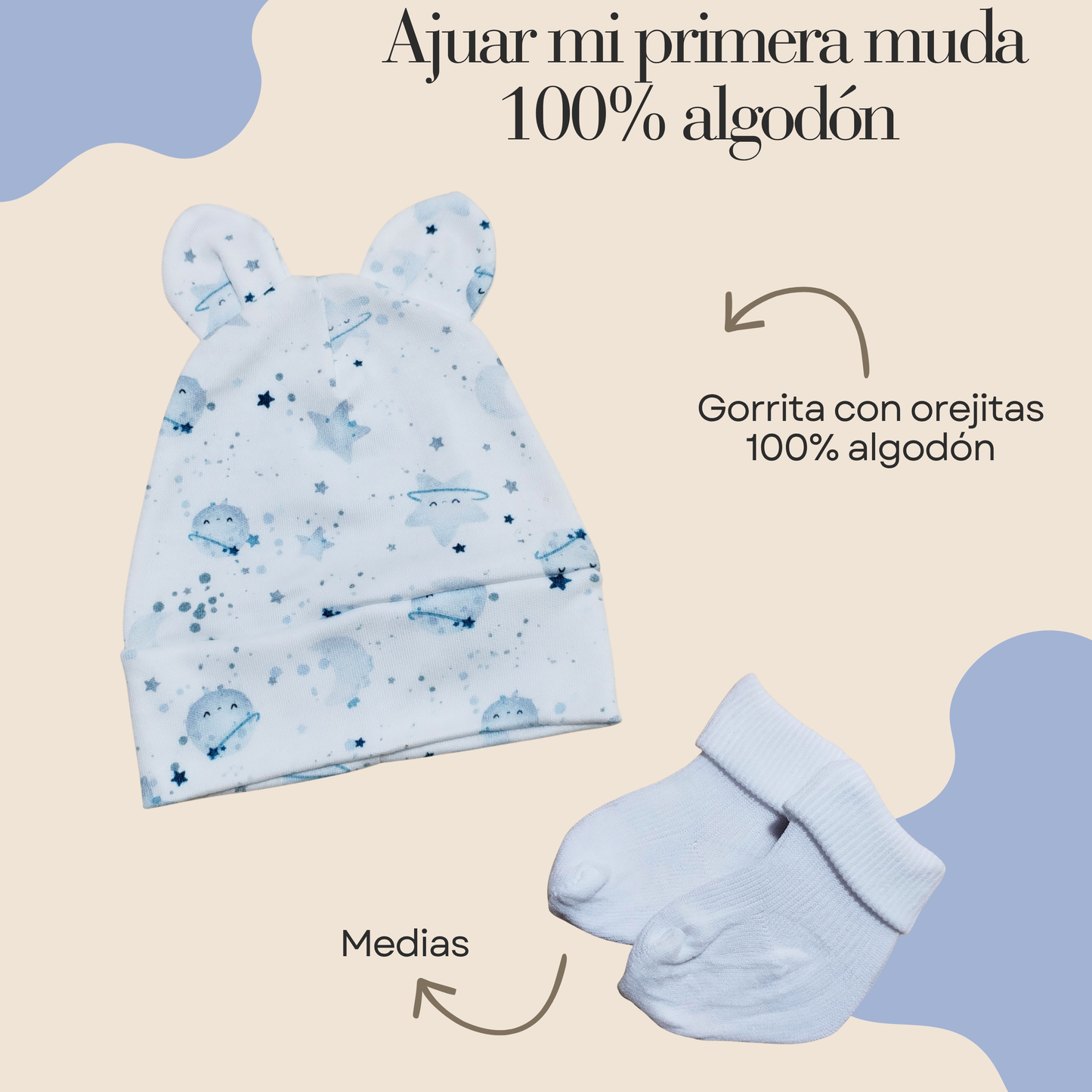 Conjunto Primera Muda 100% algodón 🩵 (León🦁)