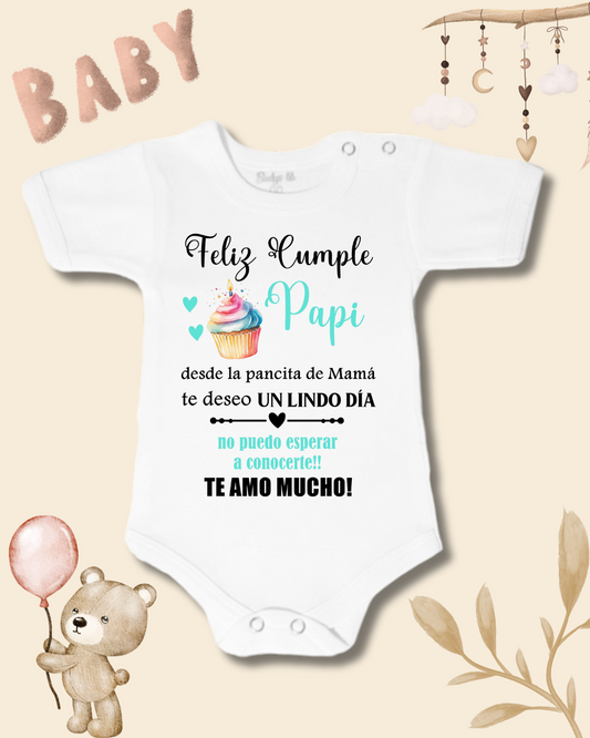 Feliz cumple Papi🩵 desde la pancita de mamá te deseo un lindo día, no puedo esperar a conocerte🎂(tonos verdes y celestes)