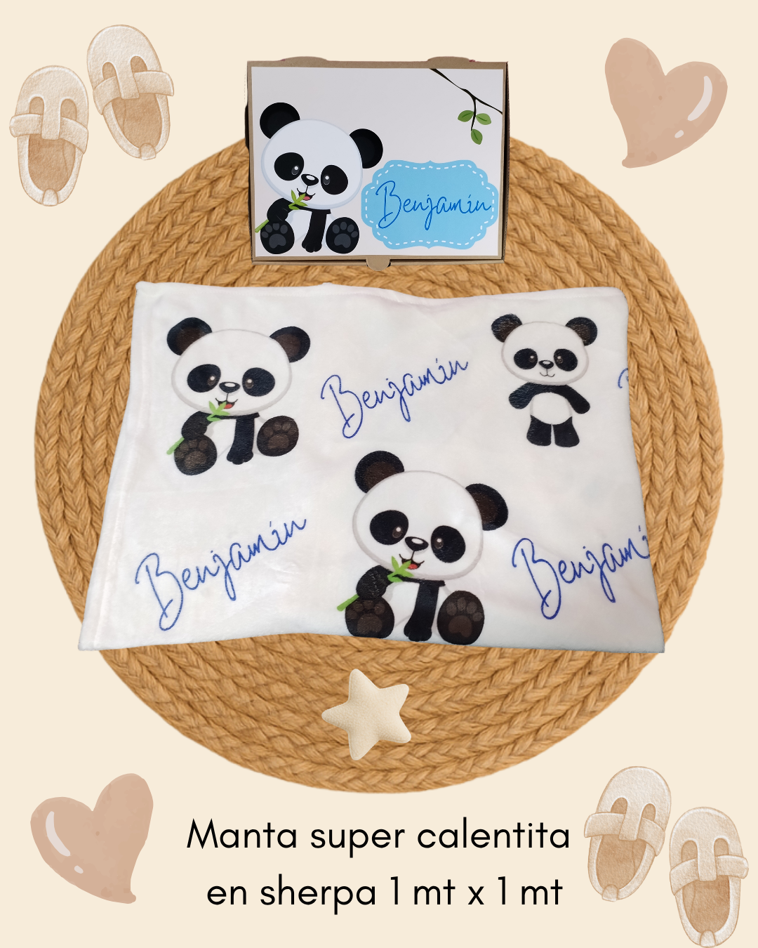Manta para bebés personalizable 1mt x 1mt ♥️