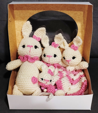 Set hecho a mano de crochet para nacimiento🩷 5 piezas.Muñeco de apego + Sonajero + Muñeco manta de apego + Chupetero🩷