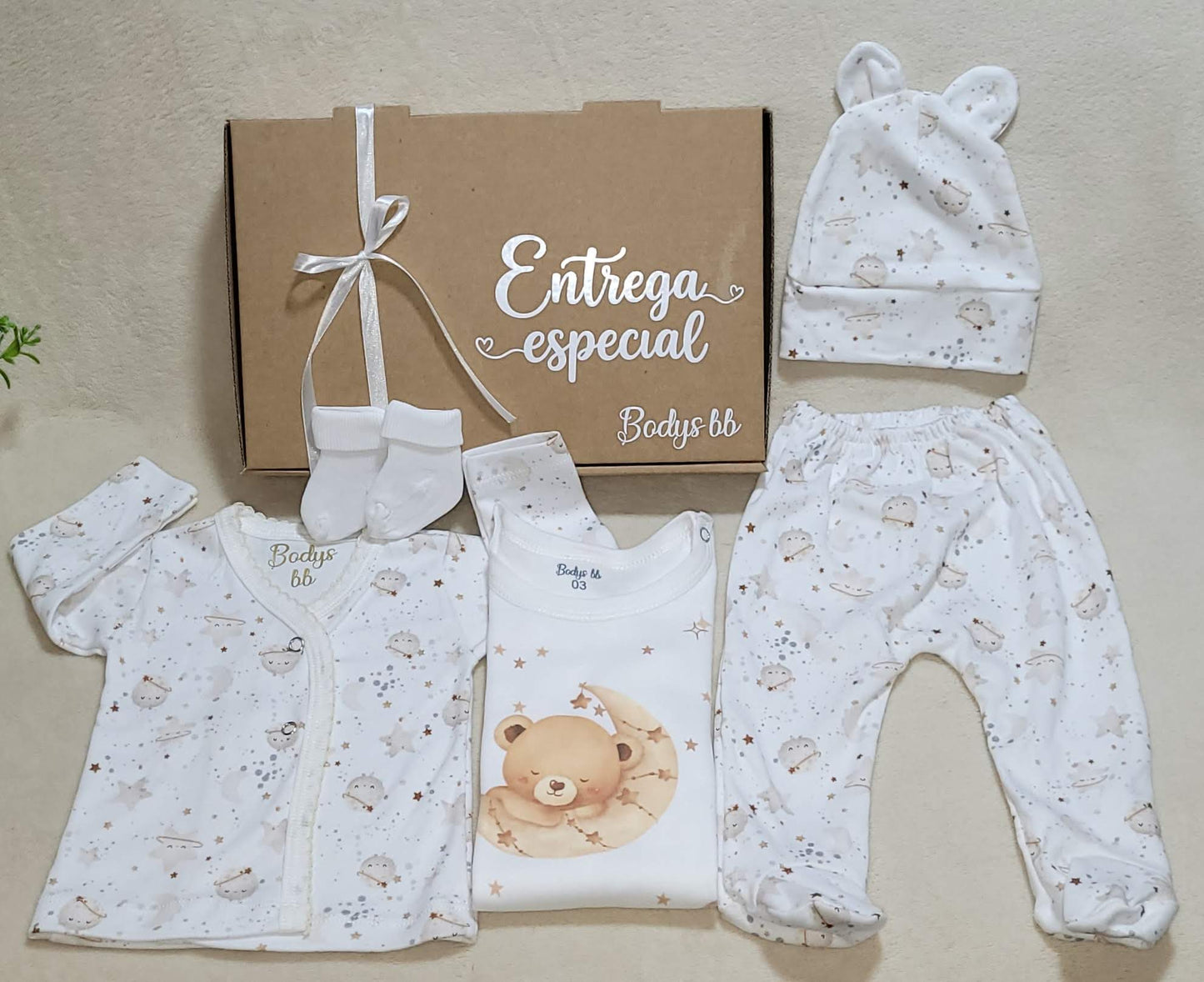Conjunto Primera Muda 100% algodón 🤎 (osito beig🐻)