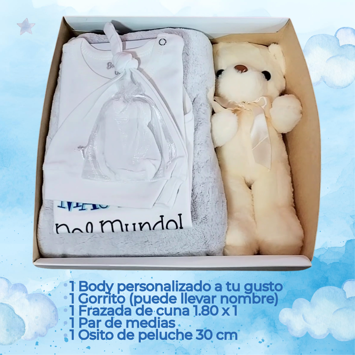 Cajita nacimiento varon 💙 el body se personaliza a tu gusto 💙