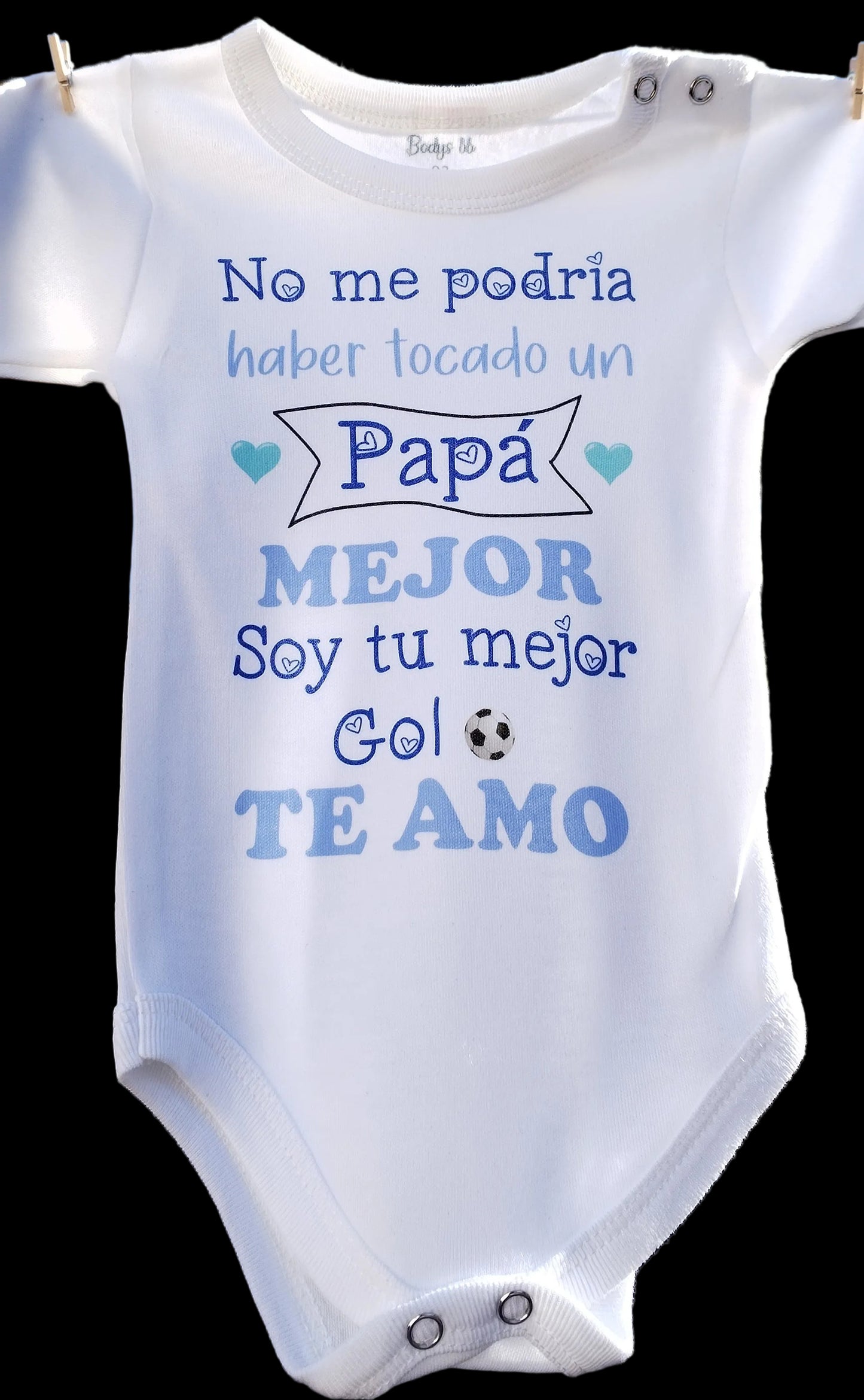 No me podría haber tocado un papá mejor soy tu mejor gol te amo (azul y celeste) talle 3 manga corta