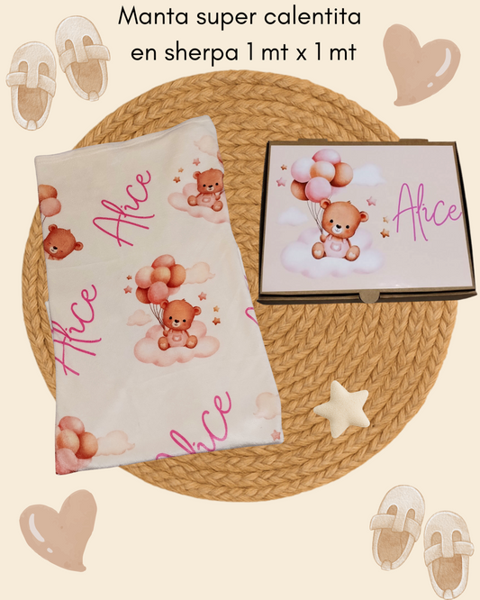 Manta para bebés personalizable 1mt x 1mt ♥️
