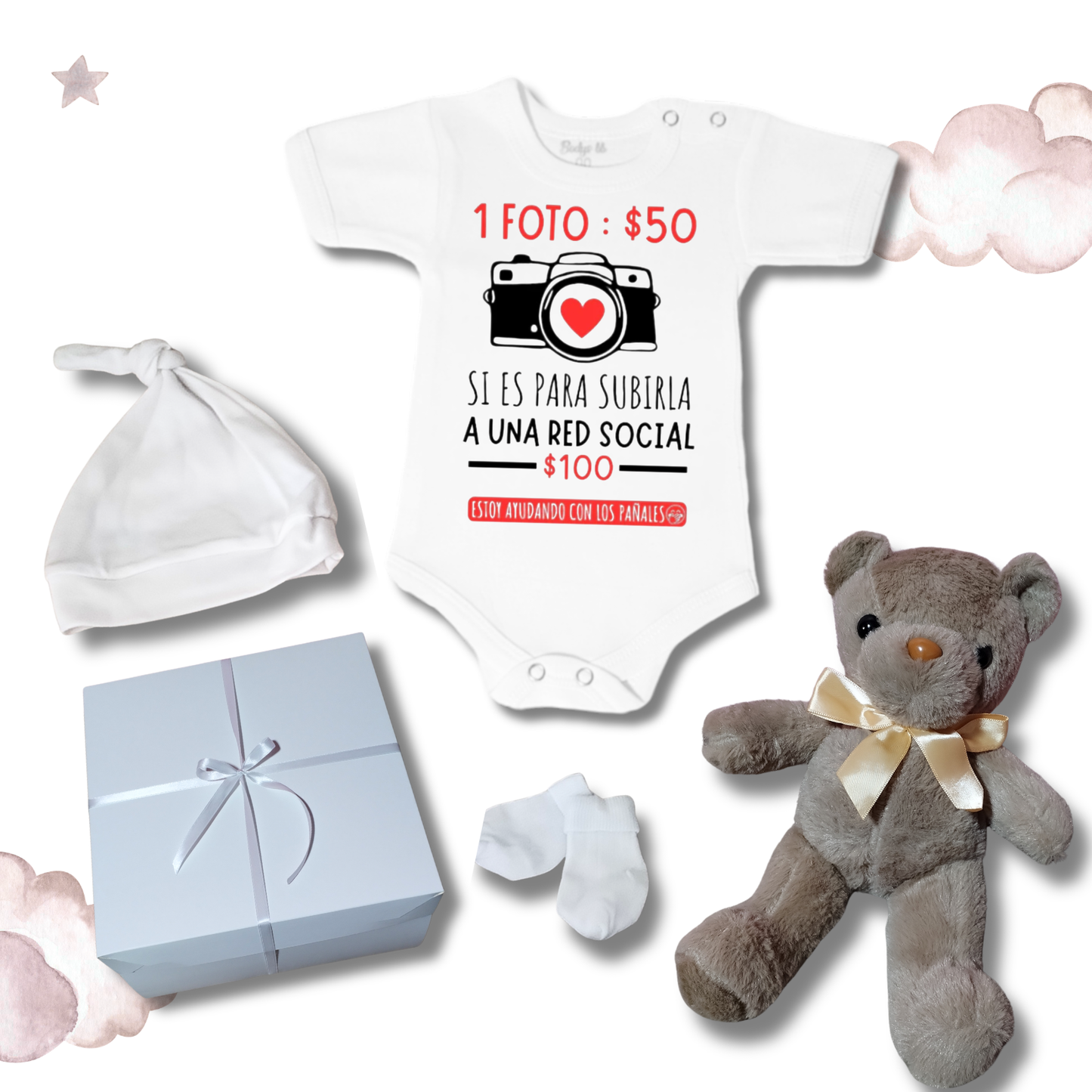 Cajita nacimiento unisex 🤍🤎el body se personaliza a tu gusto 🤎🤍