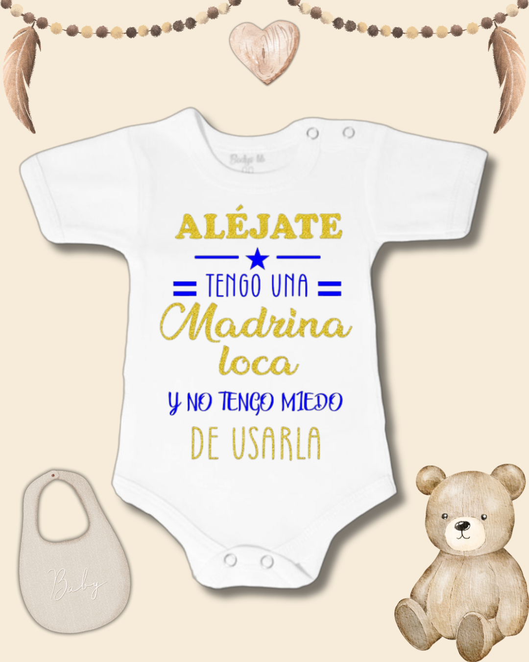 Aléjate tengo una madrina loca y no tengo miedo de usarla💙 (dorado y azul)