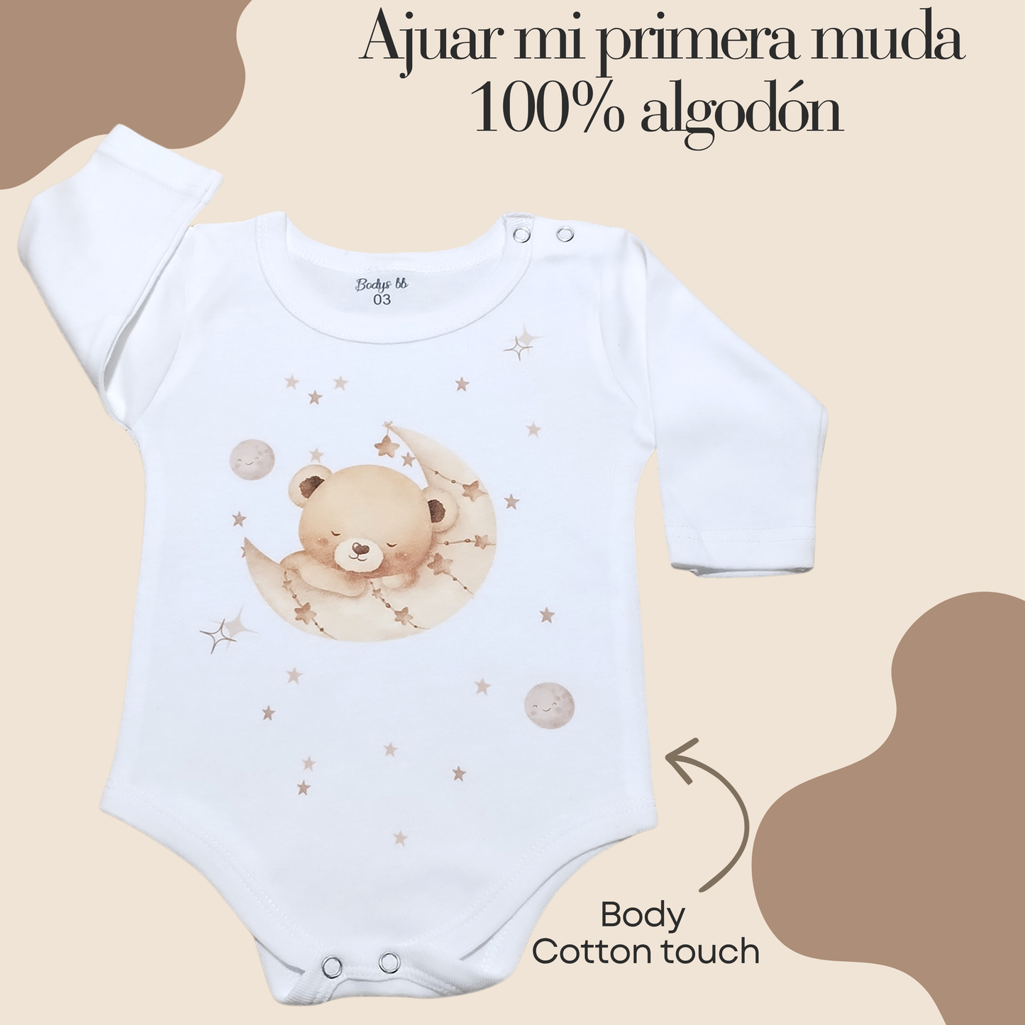 Conjunto Primera Muda 100% algodón 🤎 (osito beig🐻)