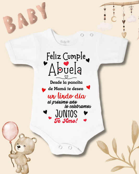 Feliz cumple Abuela desde la pancita de mamá te deseo un lindo dia❤️🎂🎁 (Rojo)