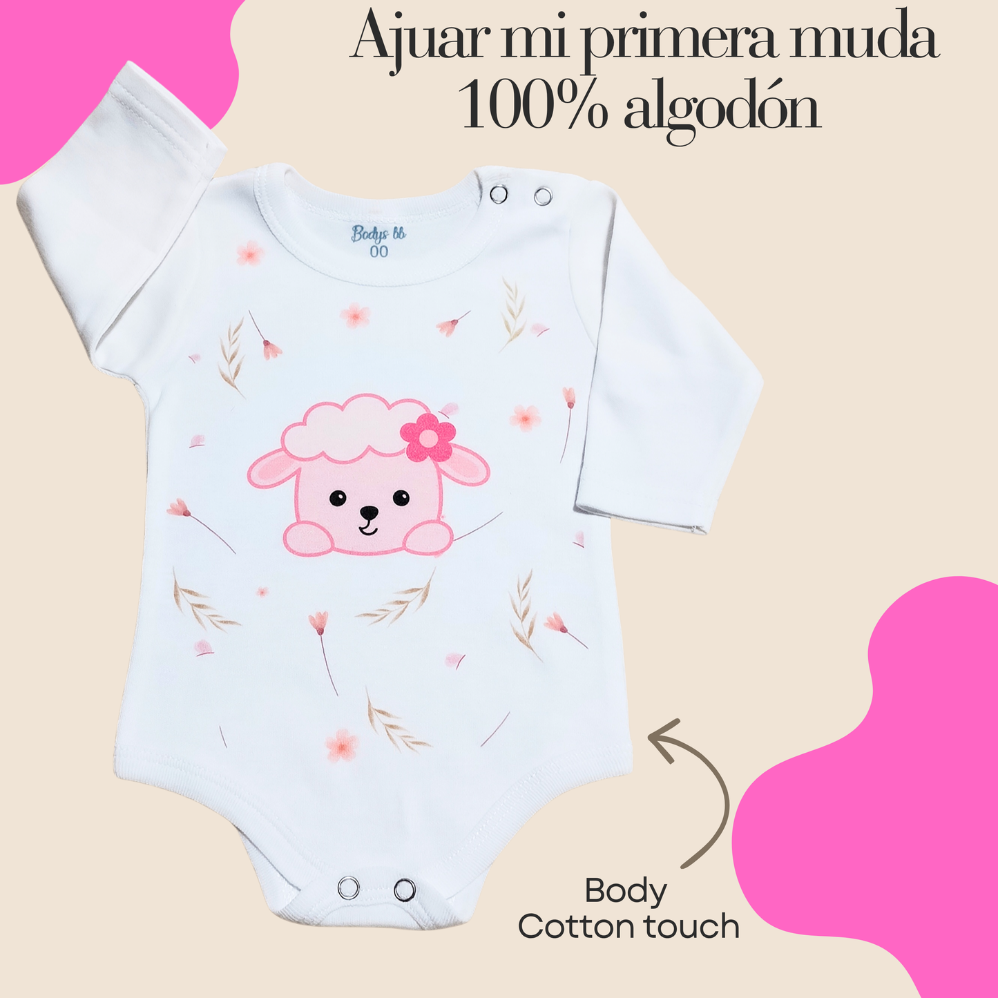 Conjunto Primera Muda 100% algodón 🩷 (ovejita🐑)