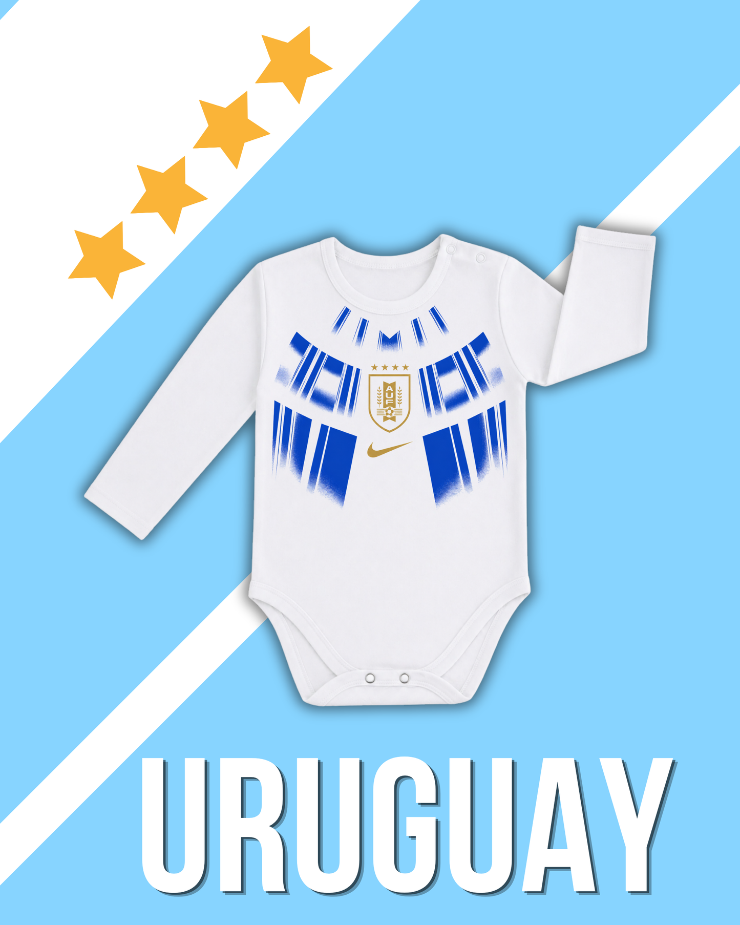 Body blanco Uruguay (estilo remera alternativa) 🇺🇾🩵
