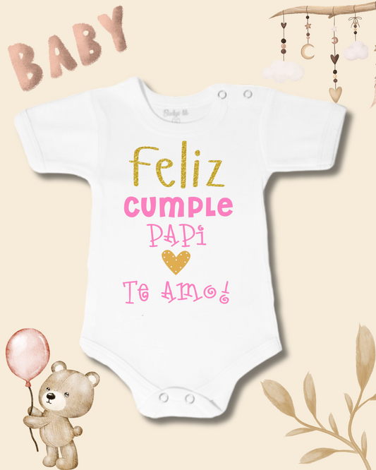 Feliz cumple Papi Te Amo🩷🎂(rosado y dorado)