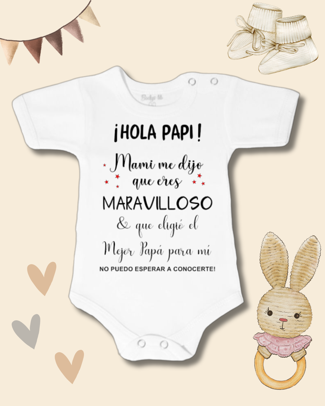 Hola papi! Mami me dijo que eres maravilloso (negro con estrellas)
